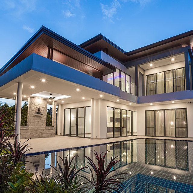 Modern two story home with pool